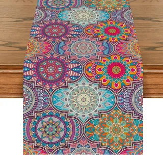 Artoid Mode Boho Vintage Geometrie Marokkanisch Mandala Tischläufer, Küche Esstisch Hochzeit Bankett Dekoration Urlaub Party Dekor 40x140 cm