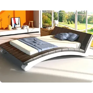 Wasserbett Bett Betten Komplett Lederbett Polsterbett mit Matratze Neu IRINA - Schwarz