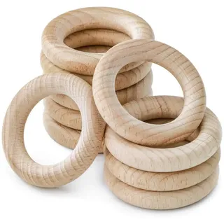 RUBY 10 Stück Holzringe zum Basteln Makramee Natürlich Holz Ringe Naturholzreifen für Anhänger DIY Kunst & Handwerk Heimwerken Wohnkultur Serviettenringe (Ø 55mm)