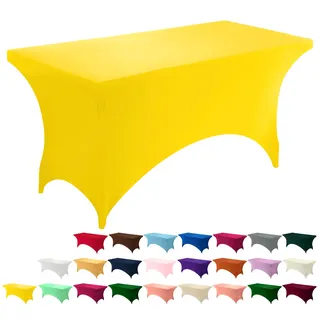 Utopia Kitchen Spandex-Tischdecke 1 Packung [6FT, Gelb] Waschbare und knitterfreie rechteckige Stretch-Tischdecke für Veranstaltungen, Hochzeiten, Bankette und Partys [183Lx76Wx76H] cm