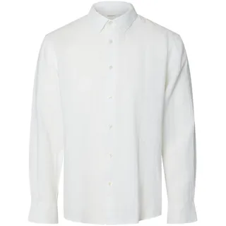 Selected Homme Herren Slhregkylian-Linen Shirt Classic Noos Langarmhemd, Weiß, L EU