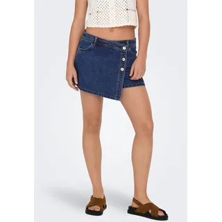 Jeansshorts ONLY "ONLLESLY REG LB DNM SKORT BJ NOOS", Damen, Gr. M (38), N-Gr, blau (dunkelblau denim), Denim/Jeans, Obermaterial: 100% Baumwolle, unifarben, regular fit kurz, Jeans Jeansshorts, Baumwolle, Regular Waist, Hosenrock