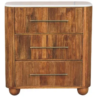 Artisan Furniture Kommode mit Golden-Teak-Finish, 3 Schubladen, T-Bar-Griffe, braun , Braun , Holz , Echtholz,Mangoholz , Quadratisch , 74x78x34 cm , FSC 100% , Kleinmöbel, Kommoden, Kommoden