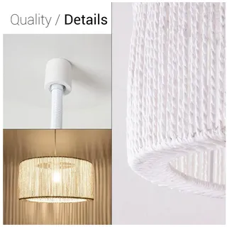 Paco Home Pendelleuchte Esstisch Esszimmer Lampe E27 Papier Boho Lampenschirm Groß, weiß