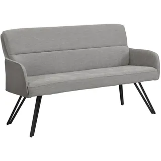 byLIVING Bank Tino/Webstoff und Mikrofaser Bezug und Gestell in schwarz/Aufgedoppelter Rücken/Küchenbank, Sitzbank, Esszimmerbank/B 140 x H 94 x T 67 cm (Hellgrau)