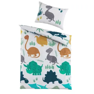 Baby Bettwäsche DINOWELT - Renforcé-Qualität aus 100 % Baumwolle, 100x135 cm