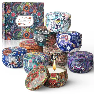 Auriostar Duftkerzen Geschenkset - 9 Stück Sojawachs Kerzenset für Frauen, Mütter, Freundin - Lange Brenndauer - Weihnachten, Valentinstag, Geburtstag