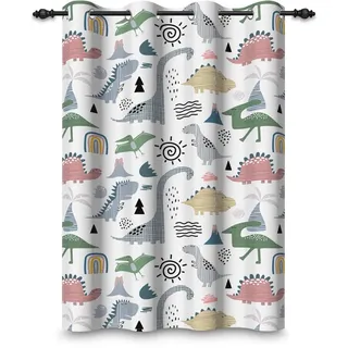 ggaimwf 107x160cm Dinosaurier-Cartoon Verdunkelungsvorhang für Kinderzimmer Wildtiere Jura Süßer Dino Ösenvorhänge Thermo Tüllenvorhänge Raumteiler Fenstervorhänge für Baby-Spielzimmer,1-Einzelpaneel
