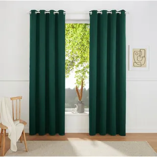 Vorhang OTTO HOME "SOLA mit Ösen, 1er & 2 er Pack, blickdicht/verdunkelnd, Topseller" Gr. 2, grün (tannengrün), B:130cm H:175cm, Polyester, Polyester, Gardinen, Vorhang, blickdicht, Ösen-Aufhängung, wärmeabweisend,, 1er oder 2er Set