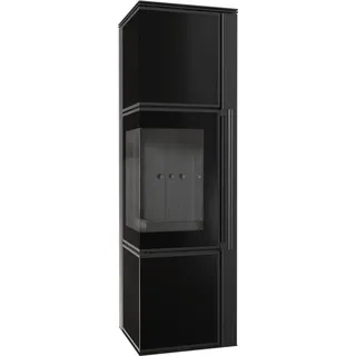 TORA/M 8 kW Ø 150 mit Türfeder Glaspaneel Schwarz / Brennraum Schwarz