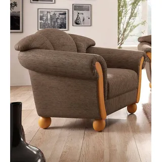 Home Affaire Sessel »Milano, bequemer Loungesessel, Landhaus-Stil, Holz-Chatosen und -Füße«, braun