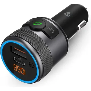 Nedis Kfz Audio FM Transmitter / Fest / freisprechend / 1 " / Amber Screen / Bluetooth® / PD 18 W / PD 24 W / Schnellladung / Bass Boost / Google Assistant / Siri / Schwarz