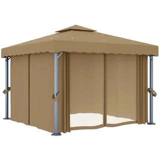 vidaXL Pavillon mit Vorhang 3x3 m Taupe Aluminium