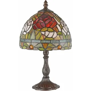 Casa Padrino Jugendstil Tiffany Tischleuchte Bunt / Braun H. 34 cm - Tiffany Leuchten