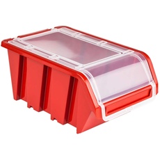 10 x Stapelbox mit Deckel Werkstatt Stapelkiste Sortierbox Box 100x155x70 Rot | stapelkisten kunststoff lagerboxen stapelbar