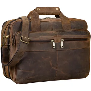 STILORD 'Alexander' Lehrertasche Herren Leder Vintage Aktentasche Laptoptasche Bürotasche Businesstasche groß XXL Umhängetasche mit Dreifachtrenner, Farbe:colorado - braun