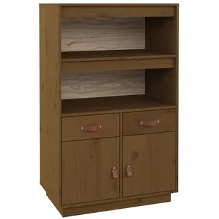 Highboard Honigbraun 67x40x108,5 cm Massivholz Kiefer - Braun