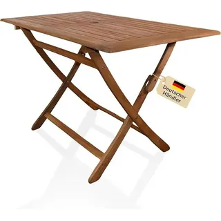 Loreno Esstisch 120x70cm Callao Massivholz Akazie & Geölt Klapptisch Holz | Esstisch, Gartentisch Wetterfest, Klapptisch Holz, Gartentisch Klappbar, Balkontisch Klappbar, Pflegeleicht & Platzsparend - Braun