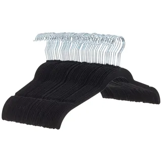 Amazon Basics Kleiderbügel für Hemd/Kleid Platzsparend und mit Samt überzogen - Schwarz, 50er-Pack