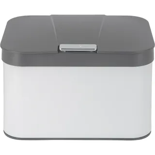 ONVAYA® Biomülleimer Bill für die Küche | Komposteimer mit Deckel | Abfallbehälter aus Edelstahl für Biomüll | Weiß-Grau |Abfalleimer | geruchsfrei & luftdicht | 4,3 Liter