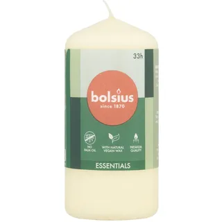 Bolsius Essentials Collection 33H Stumpenkerze, Höhe 12 cm x Ø 5,8 cm, weiche Perle