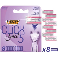 BIC Rasierklingen für Damen Rasierer Click 5 Soleil Sensitive, 8er Nachfüllpack für den pflegenden Nassrasierer mit 5 Klingen