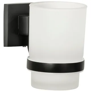 Fackelmann Glas mit Halter New York Schwarz