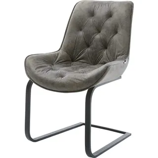 DeLife Freischwinger Taimi-Flex Mikrofaser Grau Antik Freischwinger flach Schwarz