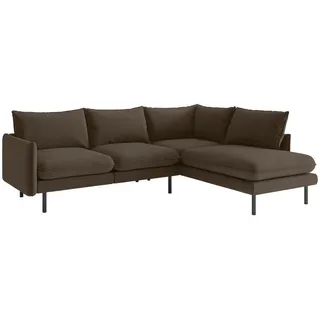 Livetastic Ecksofa , Braun , Textil , Füllung: Daunen, Silikon , Ottomane rechts, L-Form , 267x204 cm , Made in Eu , Rücken echt , Wohnzimmer, Sofas & Couches, Wohnlandschaften, Ecksofas
