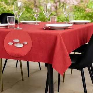 Tischdecke Outdoor Abwaschbar 80x80 Rot Gartentischdecke Tischdecken Wetterfest Wachstuchtischdecke Table Cloth Made in Italy für Den Außenbereich Tischtuch
