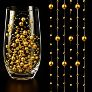 Notoke 10 Stück Goldene Wasserperlen Schwimmkerzen, Schwimmende Perlen, Schwimmende Kerzen, Perlenschnur für Vase, Wasserflaschenfüller, Hochzeit, Tischdekoration, Haarschmuck (1,3 M)
