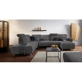 Home Affaire Wohnlandschaft »Manhattan U-Form« 2 Sitze mit elektrischer Relaxfunktion, verstellbare Armlehnen, grau