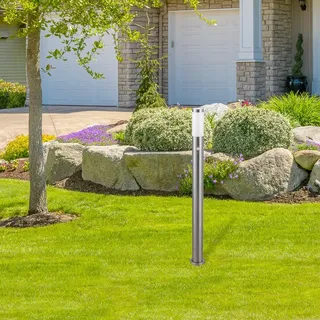 Rabalux 8268 Außenstehleuchte Inox torch, E27, silber-weiß, rund, Modern, ø76mm - Silber