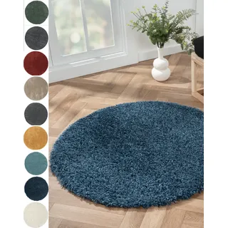 Myflair Möbel & Accessoires Hochflor-Teppich »My Shaggy« rund 37 mm Höhe Shaggy, Uni Farben, leicht glänzend, Microfaser, extra flauschig
