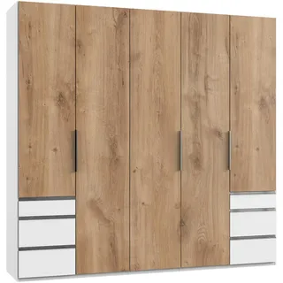 Level 250 x 236 x 58 cm Plankeneiche Nachbildung/weiß mit Schubladen