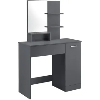 [en.casa] Schminktisch Krugersdorp , Grau , Holzwerkstoff , 90x138x38 cm , Schlafzimmer, Schminktische