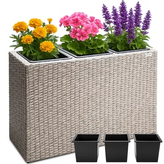 Polyrattan Blumentopf Creme 83x30,5x60cm