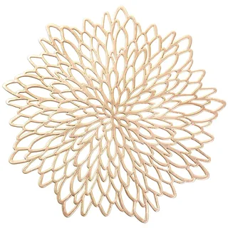 HEYOMART 4er Set Rund PVC Platzset Abwaschbar Platzsets Tischsets Rund, Hitzebeständige 38cm Platzdeckchen Abwaschbar rutschfest Platzteller Gold Ideal für Weihnachten Hochzeit Küche Party, Gold