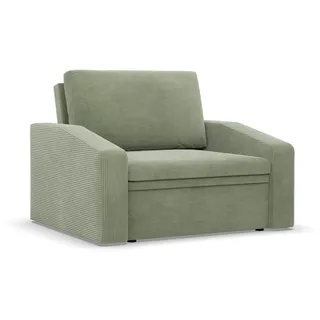 Sessel mit Schlaffunktion, Loungesessel für das Wohnzimmer, Orbit 90cm, Cord Grün - Grün