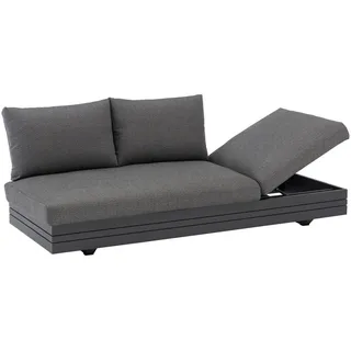 Zebra Loungesofa , Graphitfarben, Dunkelgrau , Textil , Uni , L-Form, einzeln stellbar , 198x40x74 cm , wetterfest, klappbare Rückenlehne , Gartenmöbel, Loungemöbel, Lounge-Serien