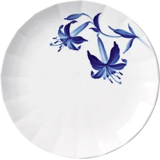 Royal Copenhagen Blomst Lilie Teller aus Porzellan in der Farbe Weiß-Blau mit Blumenmuster, Durchmesser: 27cm, 1025320