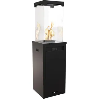 Patio Light Gas Terrassenheizer-Feuerstelle-Gaskamin-Aussenkamin -Terrassenkamin-Balkon-Gartenkamin-Gas-Gartenheizer auf Rädern- 8,2kW G30/50mbar Schwarz - Schwarz