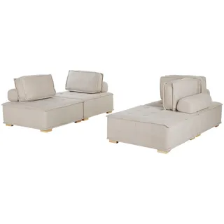 Beliani 4-Sitzer Sofa SET Polsterbezug Beige Tibro , Textil , 200x40x100 cm , Wohnzimmer, Sofas & Couches, Sitzgarnituren