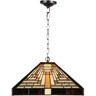 Casa Padrino Luxus Tiffany Hängeleuchte Mehrfarbig 36 x 36 x H. 16 cm - Art Deco Tiffany Hängelampe - Wohnzimmer Hängeleuchte - Deko Hängeleuchte - Luxus Tiffany Leuchten - Art Deco Leuchten