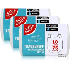 Gut & Günstig Tragegriff Kosmetikeimer Beutel 10L (75 Stück) - 3er Pack - Reißfest & Flüssigkeitsdicht - (3 x 75 Stück)