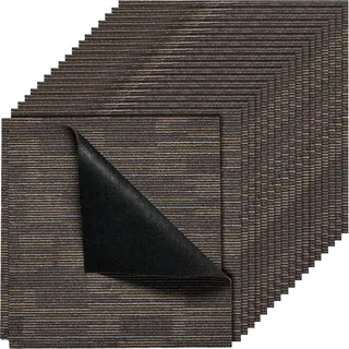 Teppichfliesen - 24er-Pack - 61 x 61 cm, 6 mm Stärke - 9 m2 Abdeckung - Modularer Teppichboden - Einfache DIY-Verlegung - Für Wohnzimmer & Büro - Grau/Braun