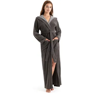 KangaROOS Damenbademantel »Dalia, ideal für Sauna & Spa, Standardlänge & Überlänge« 1 Stk. Uni-Farben mit Streifen, Taschen, leicht, XS-3XL, auch in extra lang, grau