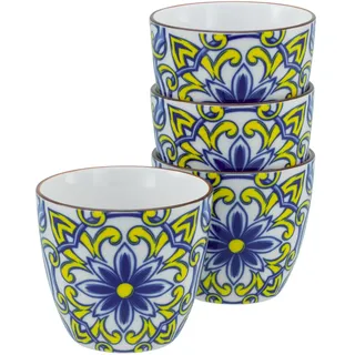 CreaTable, 21885, Serie Aladin, 4-teiliges Geschirrset für 4 Personen, Becherset aus Steinzeug, spülmaschinen- und mikrowellengeeignet, Qualitätsproduktion