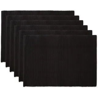 DII Basic Everyday Tischset aus 100% Baumwolle, gerippt, 33 x 48 cm, Schwarz, 6 Stück