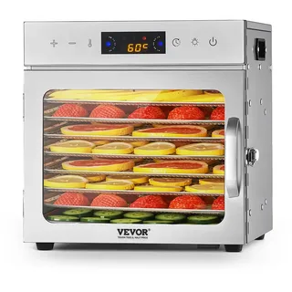 Vevor Dörrgerät Dörrautomat 8 Edelstahlschalen, elektrischer 400 W Futtertrockner mit einstellbarer Temperatur, Heiztrockner für Trockenfleisch Fleisch Obst Gemüse Kräuter Hundeleckerlis